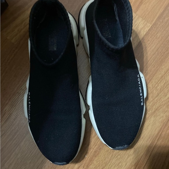 Balenciaga Black and White Sock Sneakers - Picture 1 of 6